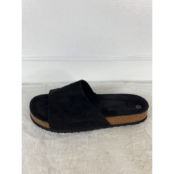 Jolimall Womens Black Suede Cork Slip-On Sandals Size 8 - Picture 5 of 9